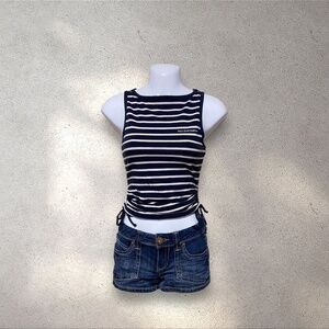 Vintage Polo Jeans Co. Ralph Lauren Navy Blue & White Striped Top